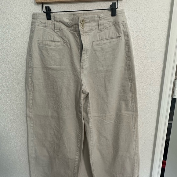 a new day Pants - White‎ Wide Leg High-Waisted Pants 10 Chore Pockets Soft Girl Ankle Length